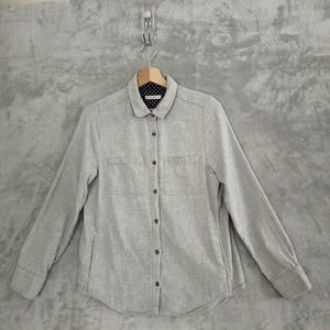 Marine Layer Shirt Womens Grey Flannel S Button Down Long Sleeve Side Pocket